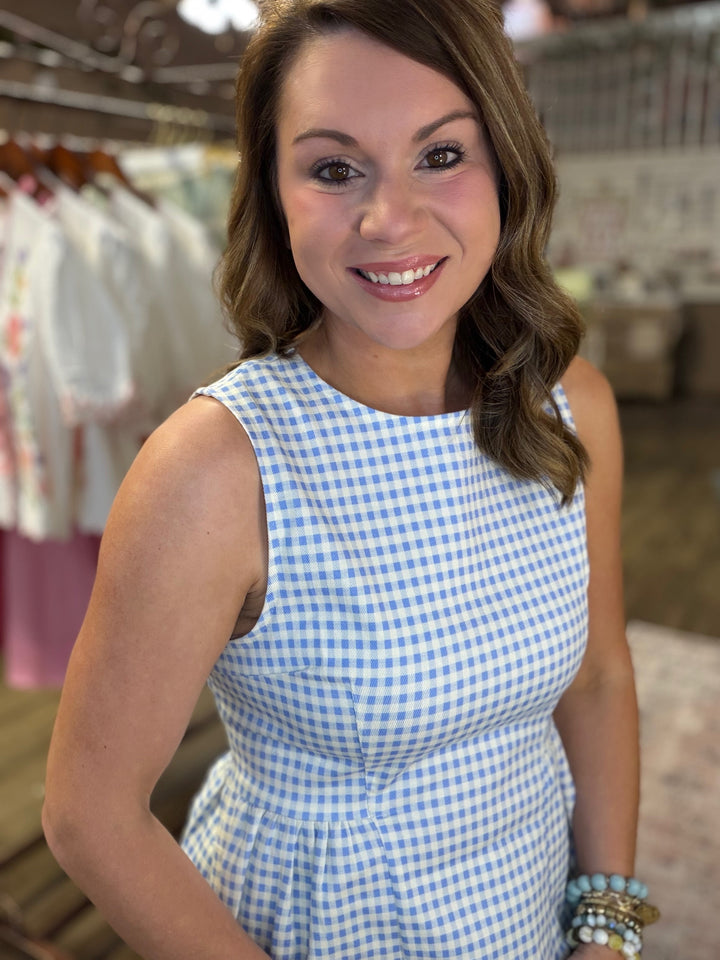 Sky Gingham Top