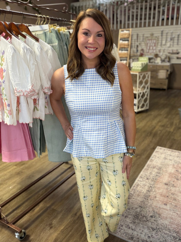 Sky Gingham Top