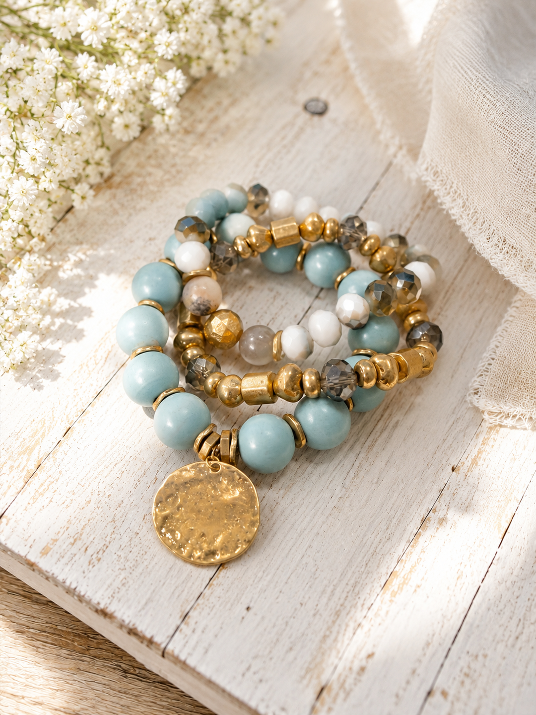 Turquoise Bead Bracelet Set