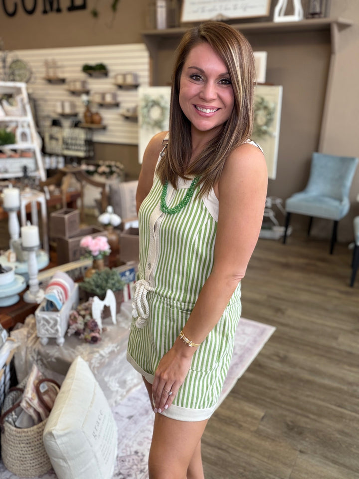 Sage Striped Romper