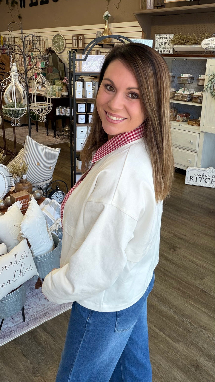 Red Gingham Contrast Shacket