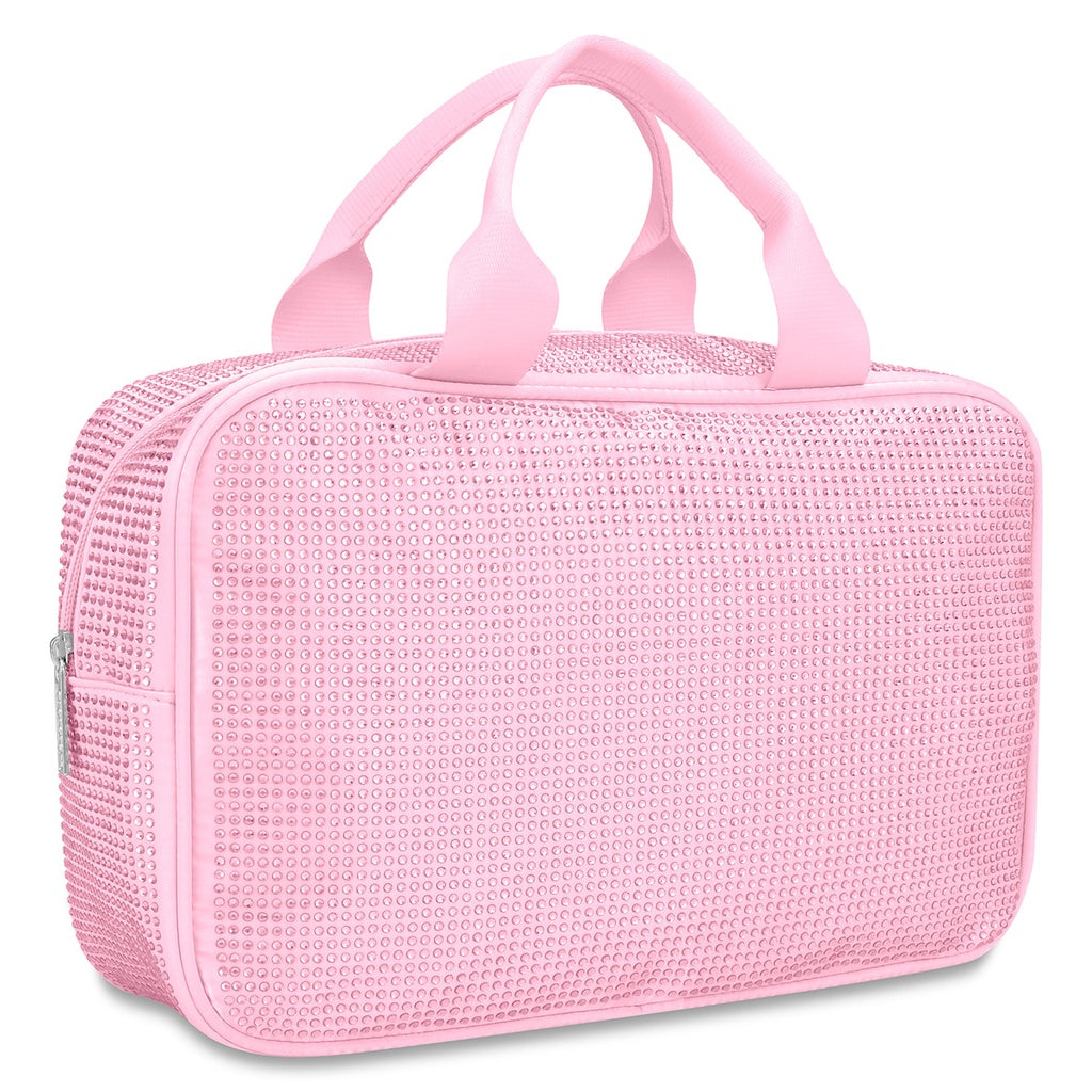 Pink Rhinestone Large Cosmetic Bag- Iscream