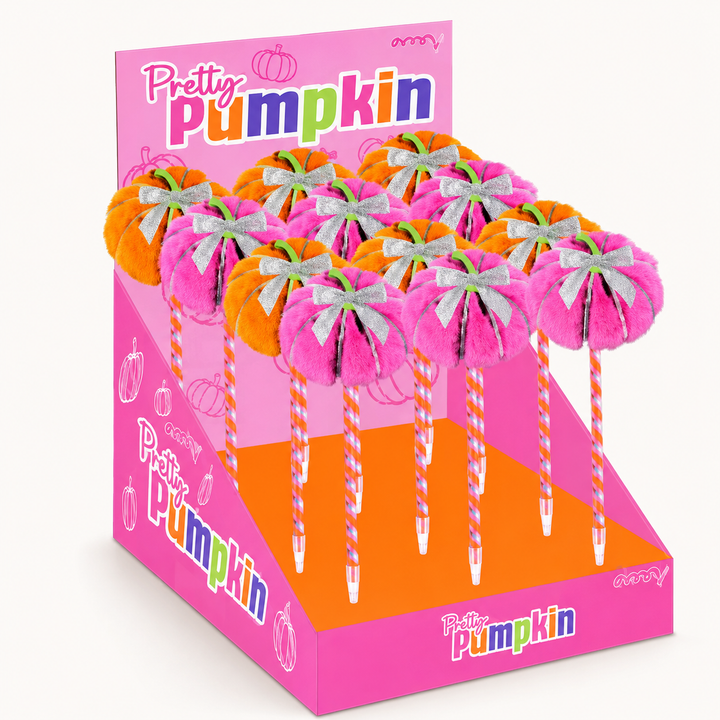 Fuzzy Pumpkin Bow Pen