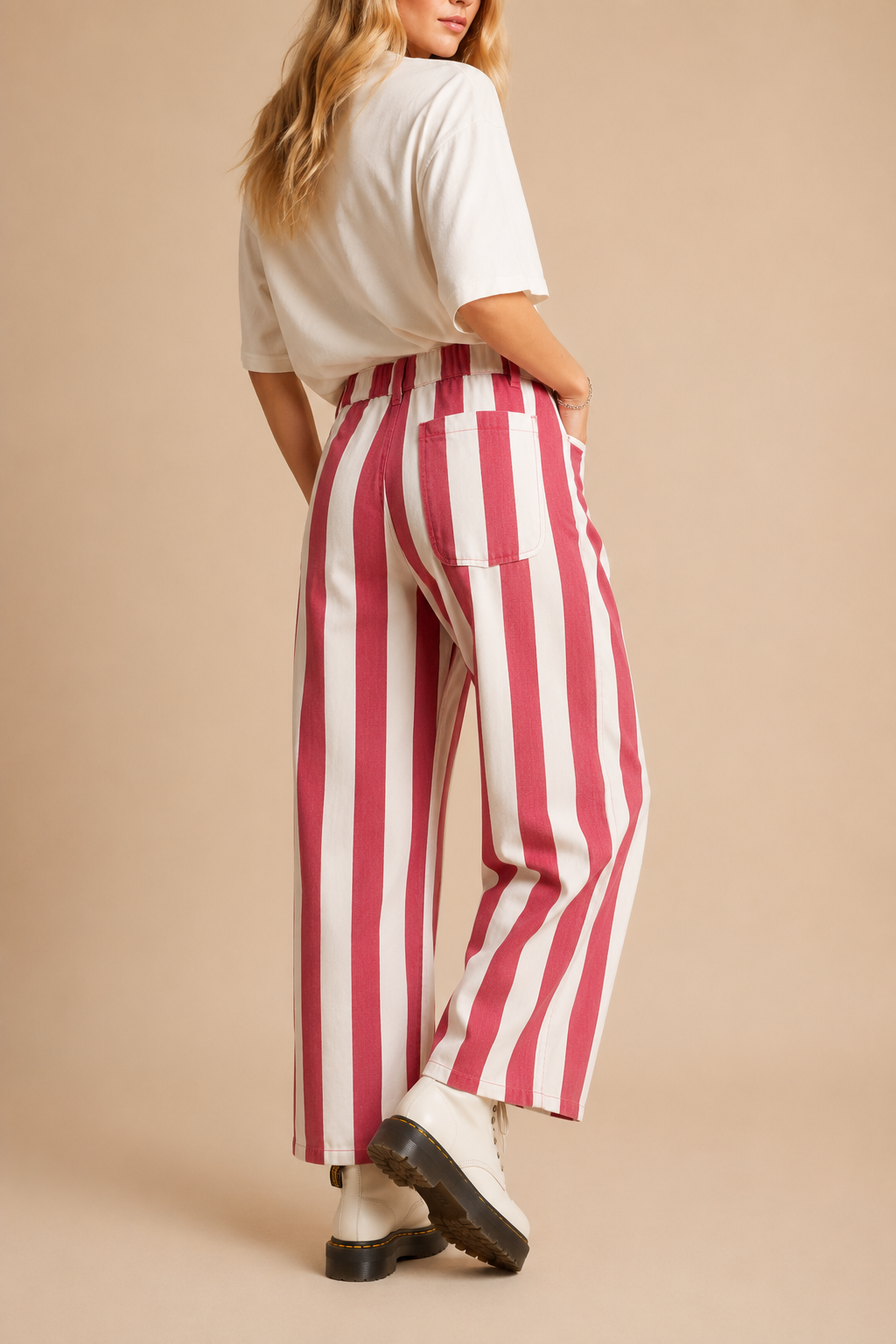 Candy Stripe Wide-Leg Barrel Pants