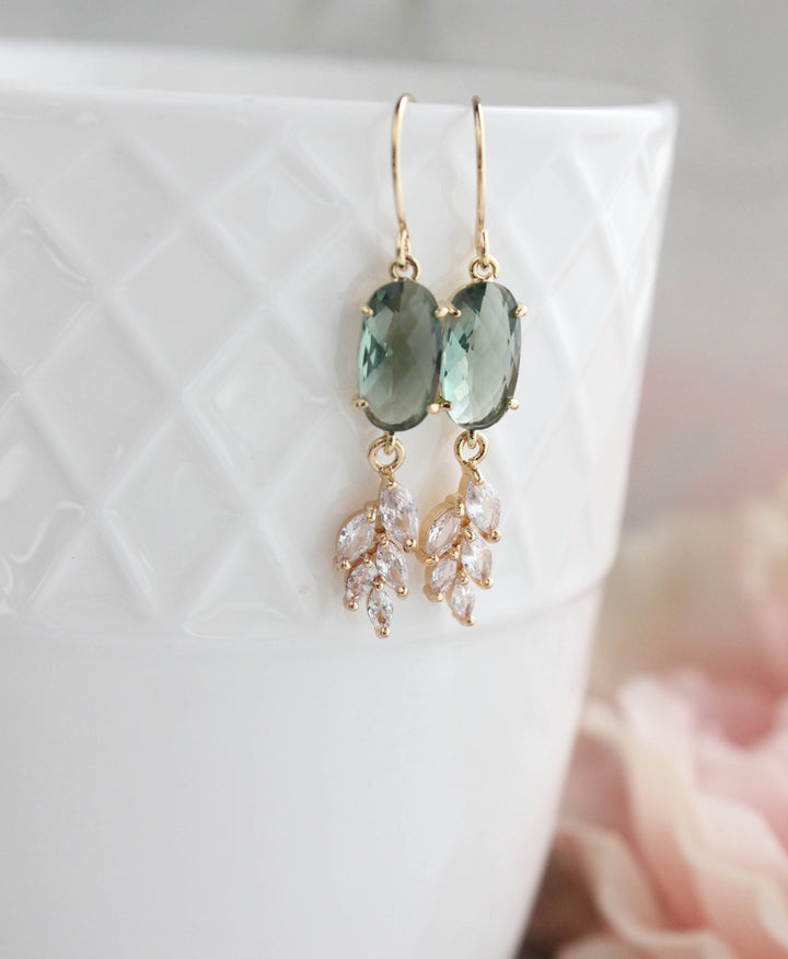 Leaf Crystal Earrings