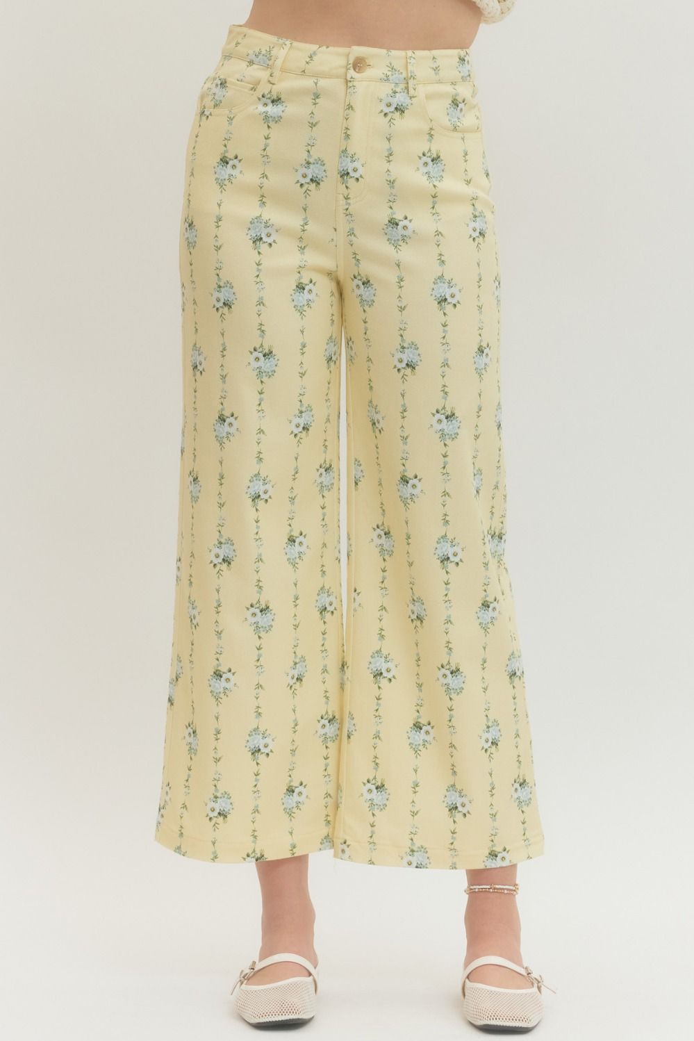 Lemon Floral Wide Leg