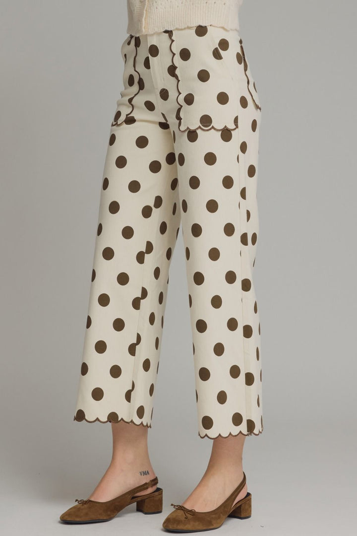 Brown Polka Dot Wide Leg Pant