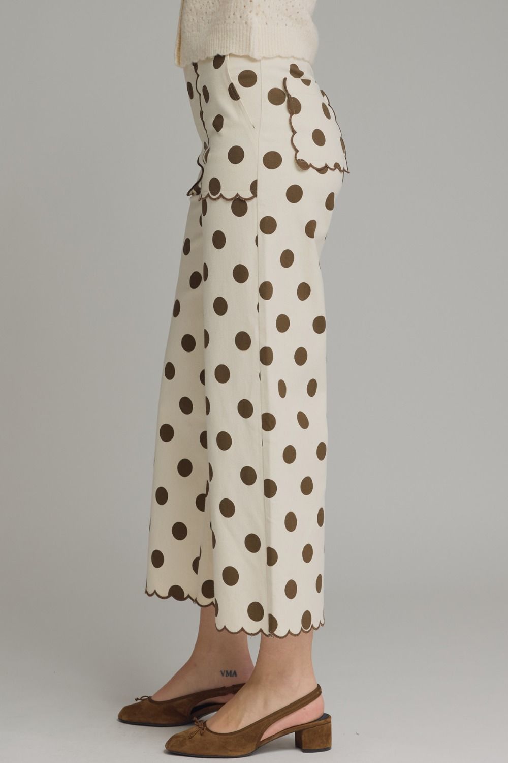 Brown Polka Dot Wide Leg Pant