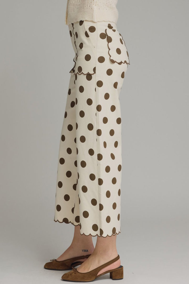 Brown Polka Dot Wide Leg Pant