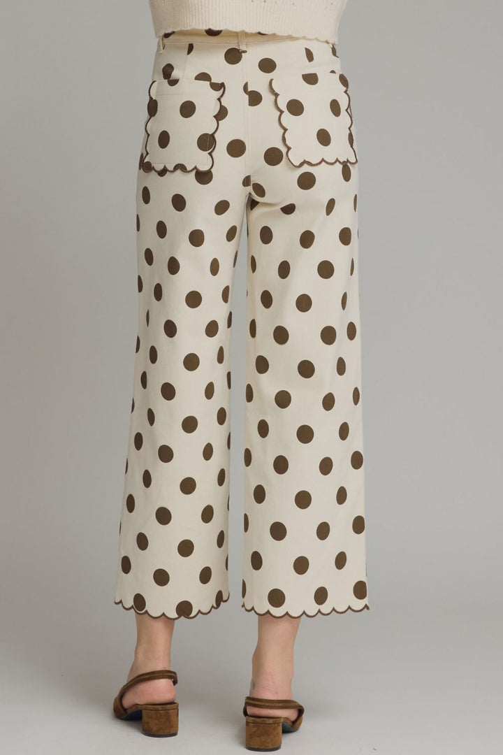 Brown Polka Dot Wide Leg Pant