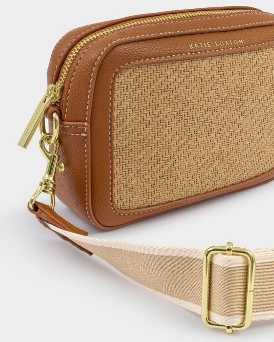 Avery Small Crossbody - Raffia/ Cognac