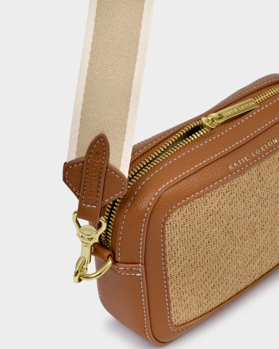 Avery Small Crossbody - Raffia/ Cognac