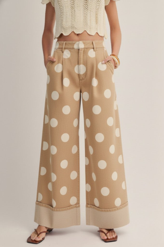 Cuffed Polka Dot Pants